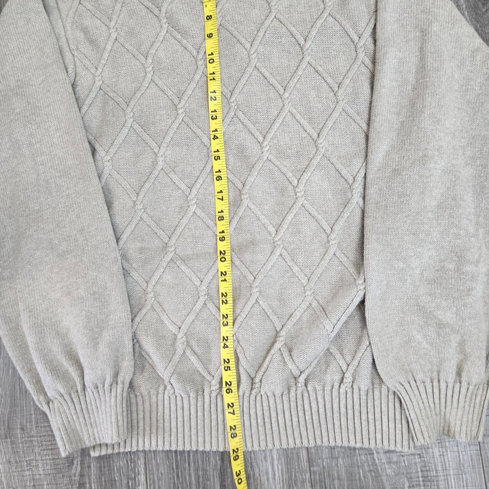 IZOD Sweater Mens XL Beige Preppy Diamond Cable Knit 100% Cotton Gorpcore Y2K - Picture 8 of 9